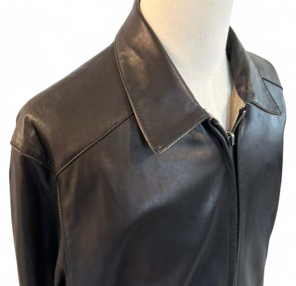 Vintage Weatherproof Black Genuine Reversible Leather Jacket, Men's M - Picture 6 of 7